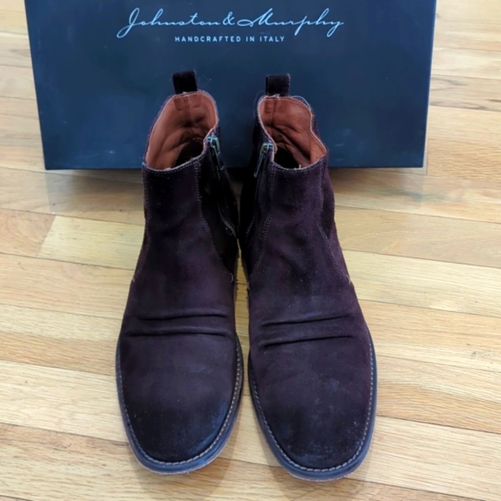 Johnston & Murphy Cambrick Zip Boots 9 Suede Made in Italy